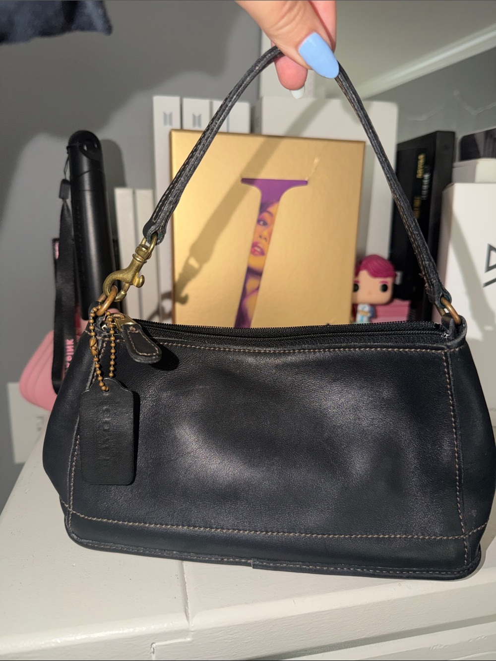 Vintage Coach Bleecker Demi Zip 9311 Black Leather Shoulder Bag Usa